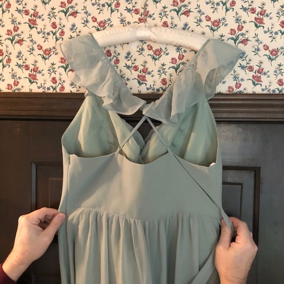 NEW Revelry Valerie Chiffon Faux Wrap Dress in Sage W12 - Picture 9 of 16